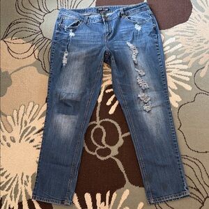Classic Blue Distressed Slim Jeans